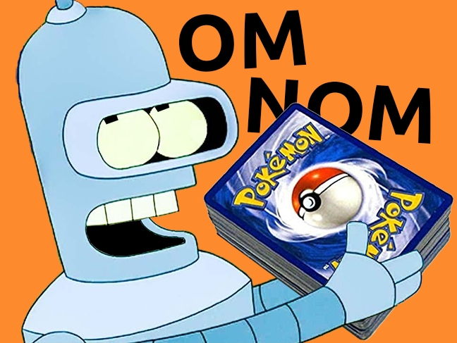 Bender Eats Pokémon Cards - Om Nom Nom